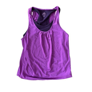 Prana Women's Sleeveless Scoop Neck Top Burnout Double Layer Pink Purple Sz‎ Med